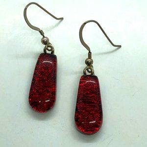 Handcrafted Silver Metal Dichroic Glass Earrings